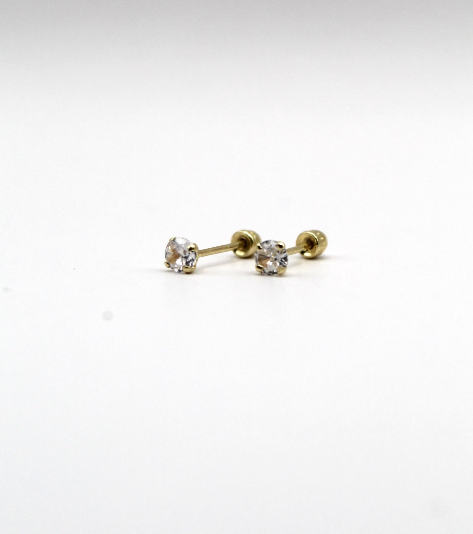 Broquel Arete Recto 3mm Oro 10k