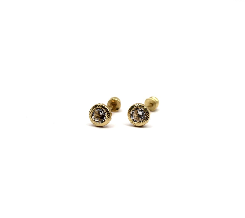Broquel Arete Bisel Circular 4 Oro 10k
