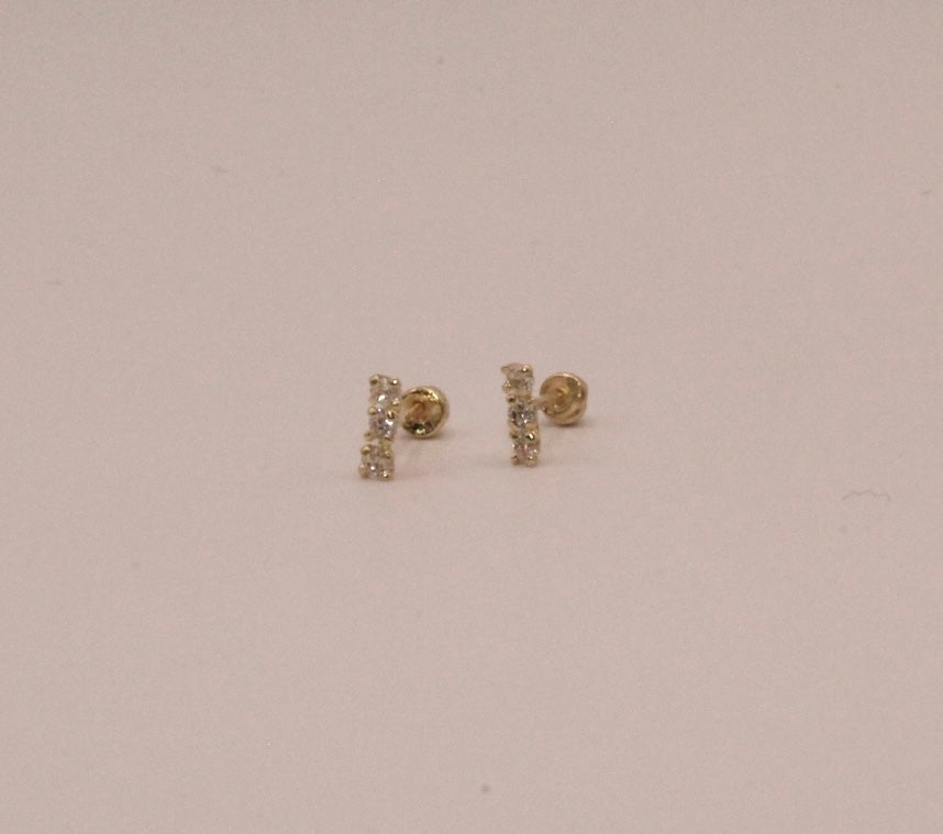 Broquel Arete Tresillo 1.50 Oro 10k