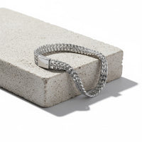 Pulsera doble barbada (petatillo) 1cm Plata ley .925