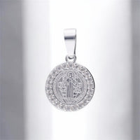 Medalla San Benito Circonia (1.3 cm Diámetro)  Plata.925