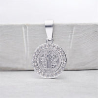 Medalla San Benito Circonia (1.7 cm Diámetro) Plata .925