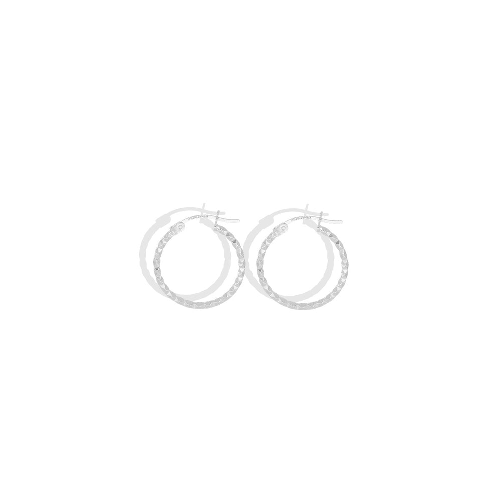 Arracada Italiana Diamantada (1.5 cm Diámetro) Plata .925