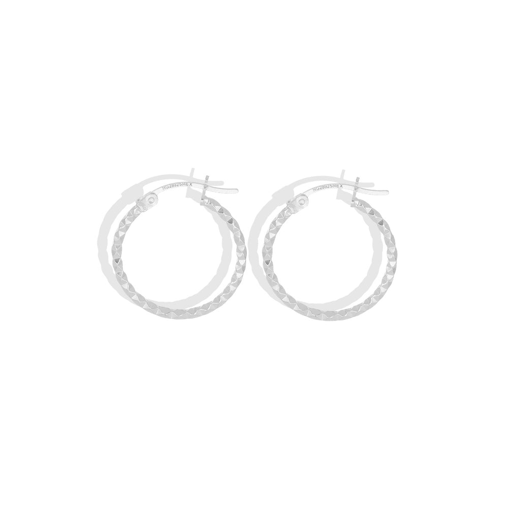 Arracada Italiana Diamantada (1.7 cm Diámetro) Plata .925