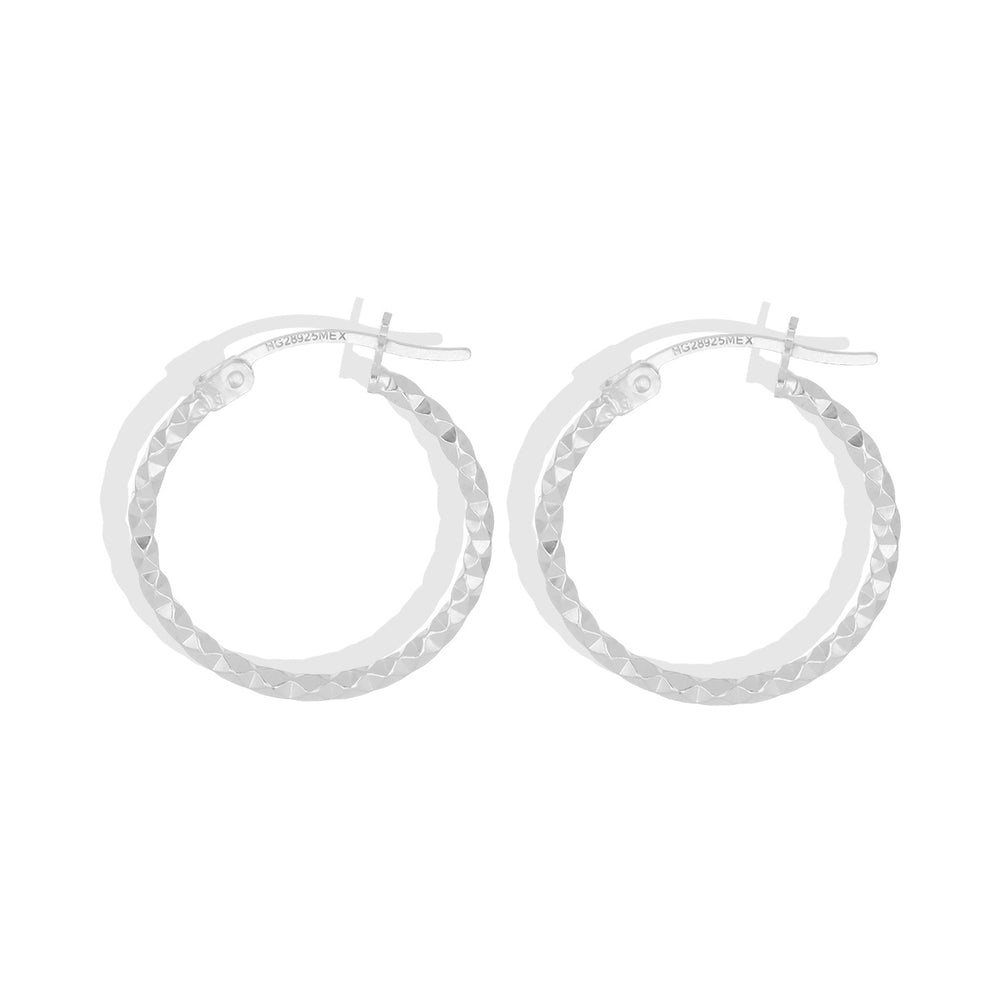Arracada Italiana Diamantada (2.2 cm Diámetro) Plata .925