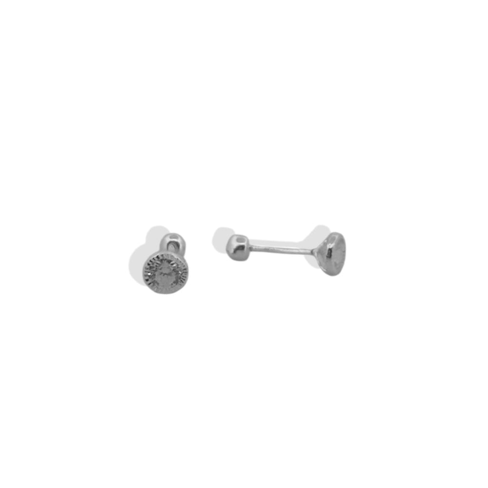 Broquel Arete Bisel Redondo 6mm Plata .925