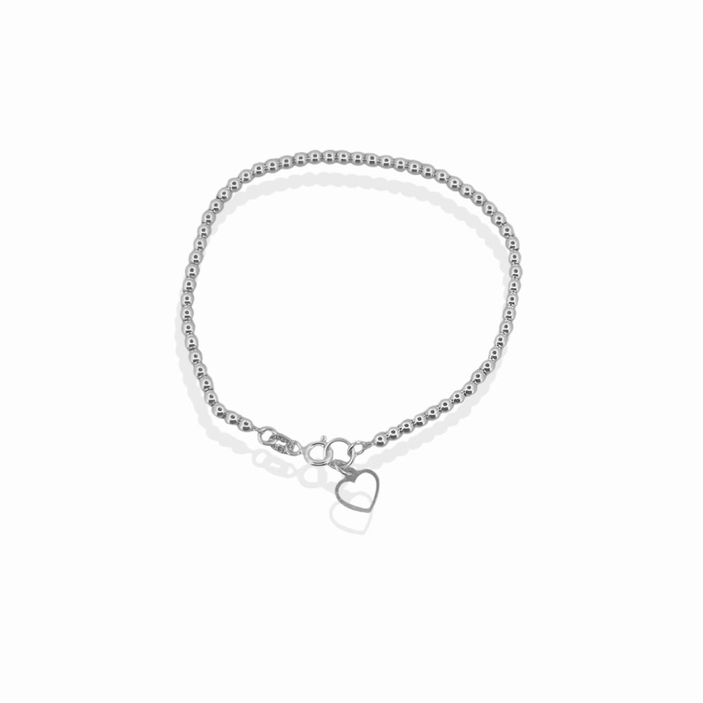 Pulsera Bolsa Lisa 3mm Corazon Láser Plata .925