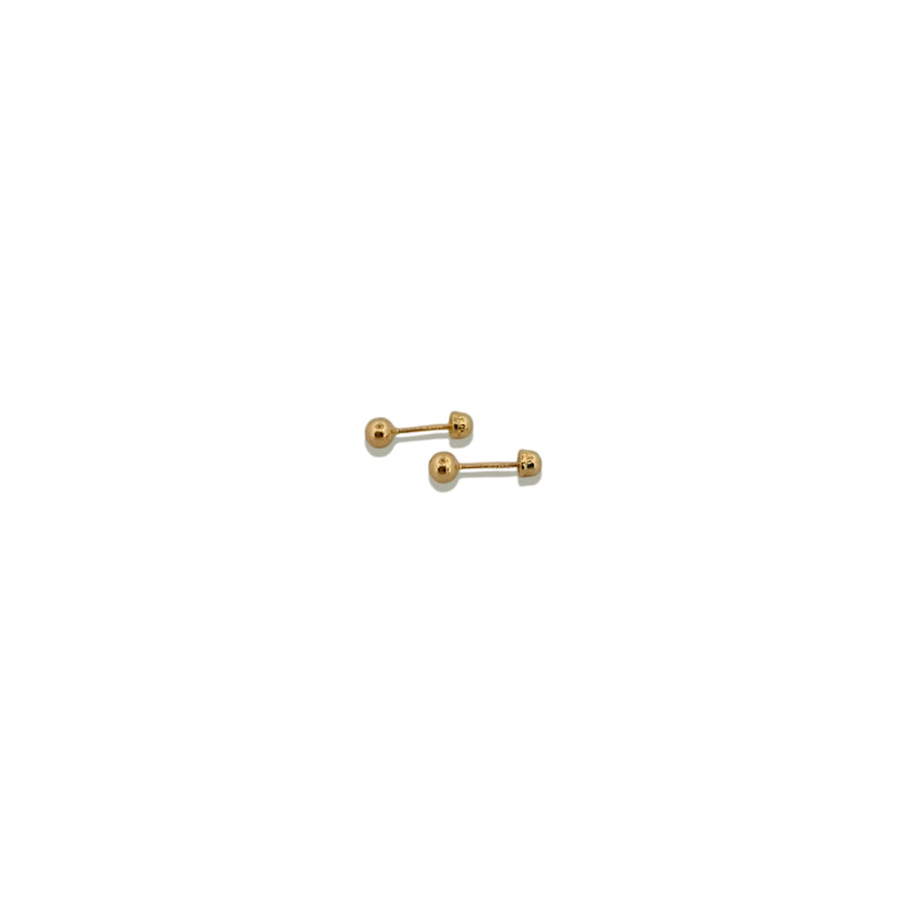 Broquel Arete Bola Dormilona 3mm Oro 10k