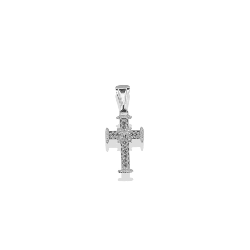 Dije Crucifijo con Circonia (3 x 1.3 cm) Plata .925