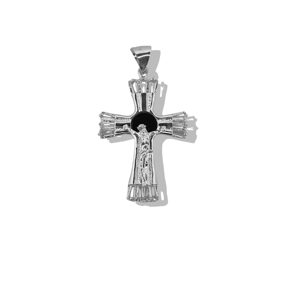 Dije Crucifijo Onix (6.2 x 3.5 cm) Plata .925