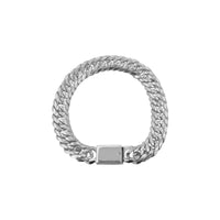 Pulsera Cubana Diamantada 1cm Plata .925
