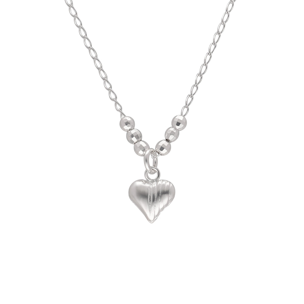 Collar con Dije de Corazón Rayado Plata .925