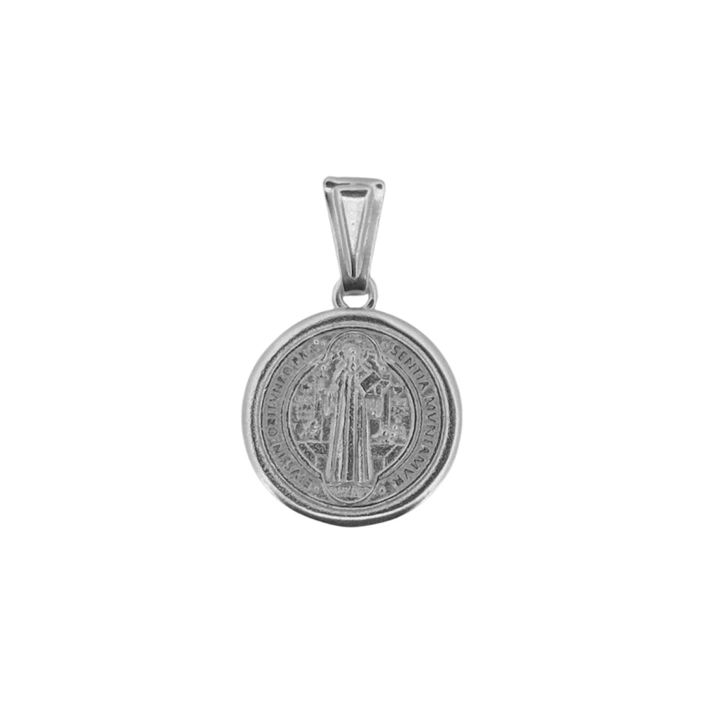 Medalla San Benito Lisa (1.9 cm Diámetro) Plata .925
