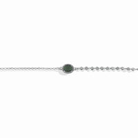Pulsera Dije Oval Circonia Bola 3mm Diamantada Plata .925