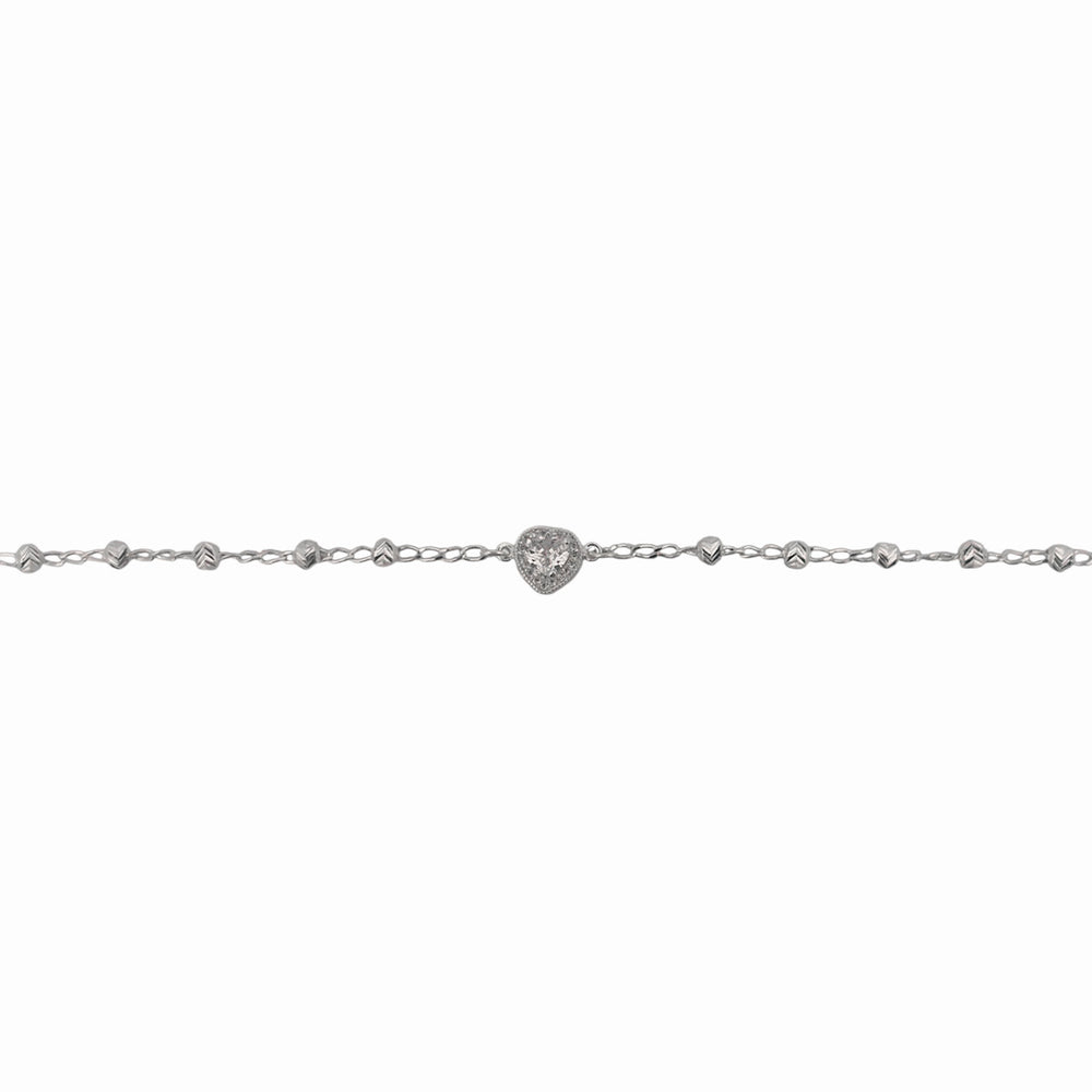 Pulsera Corazón Circonia Bolita Diamantada Plata .925
