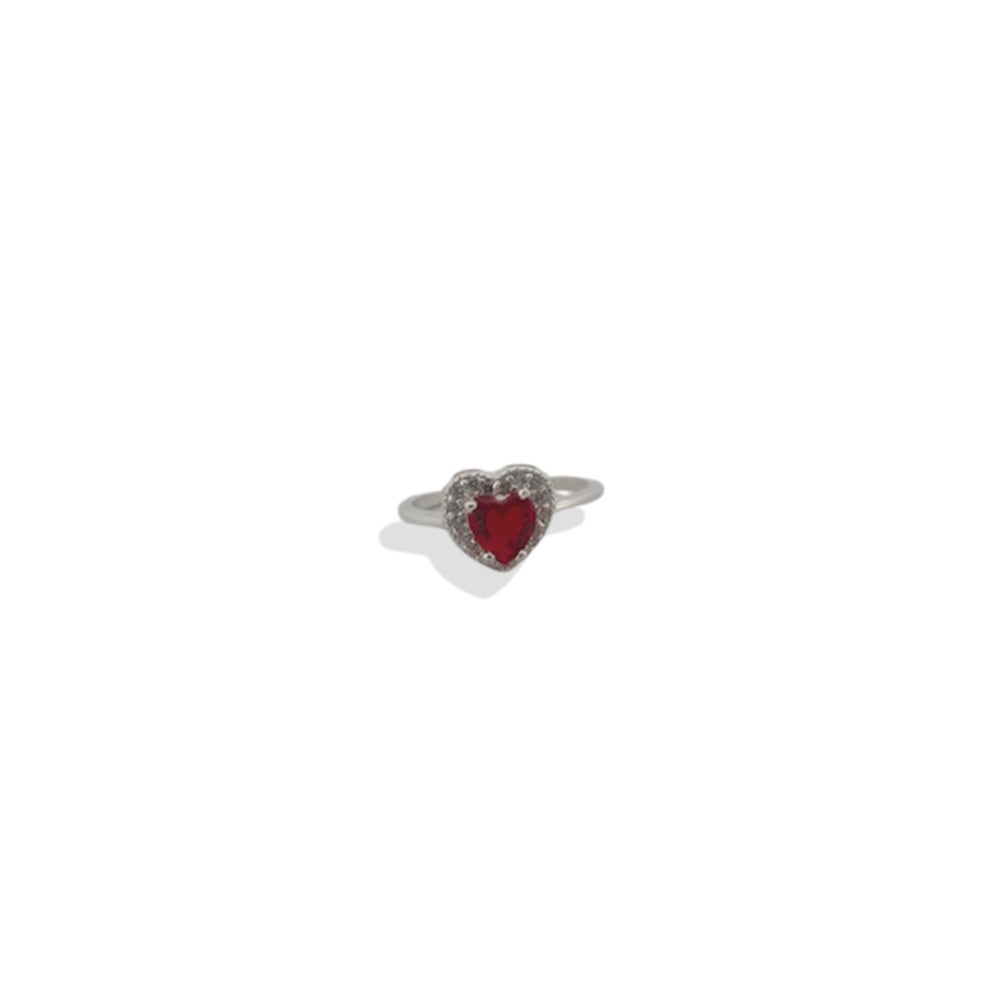 Anillo Promesa Solitario De Corazón De Plata .925