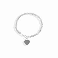 Pulsera Bola Lisa 4mm Corazón Plata .925