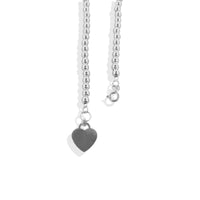 Pulsera Bola Lisa 4mm Corazón Plata .925