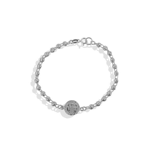 Pulsera San Benito 1x1 Bola Diamantada Slash 4mm (18cm) Plata .925