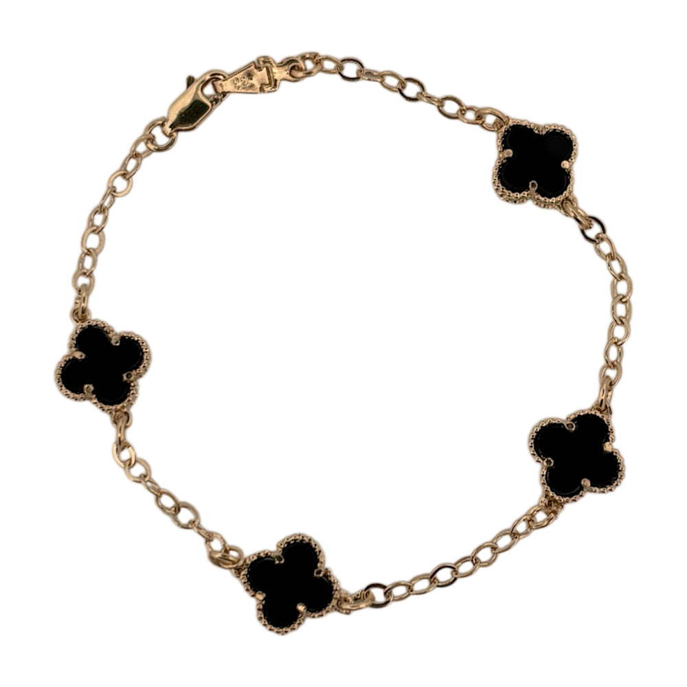 Pulsera Trébol De Plata Ley .925 Chapado Oro 18k Unisex